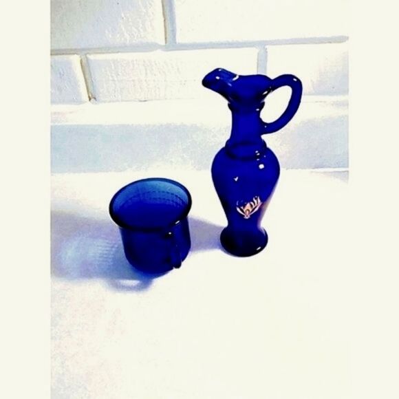 VINTAGE MCM COLBALT BLUE CUP AND VESSEL - Picture 4 of 8